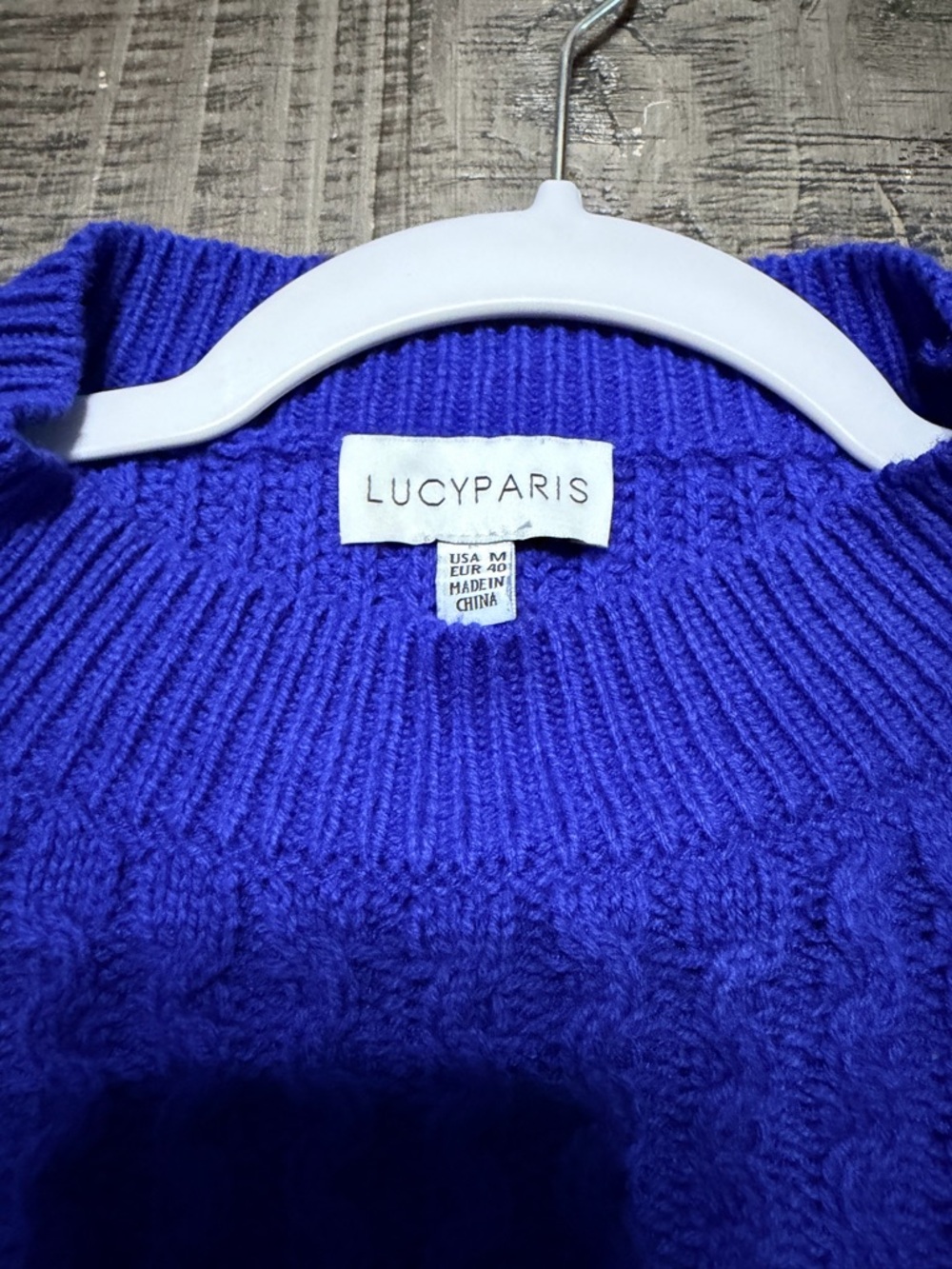 Lucy Paris Royal Blue Textured Cable Knit Sweater - Picture 4 of 9